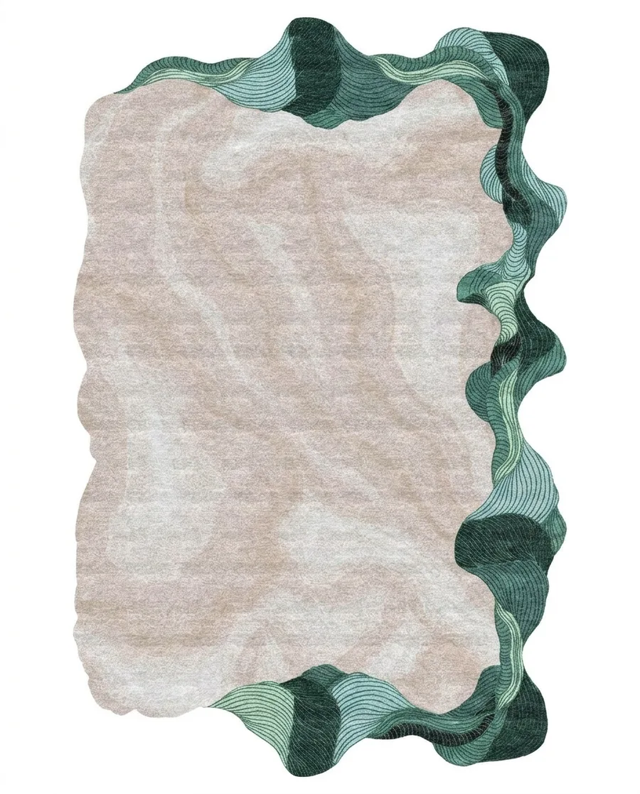 Coastal Drift, Nasim Custom Studio bespoke rug, NZ Wool & Bamboo Silk, 91 × 152 cm (3'0" × 5'0"), Nasim Carpets Malaysia — view 1