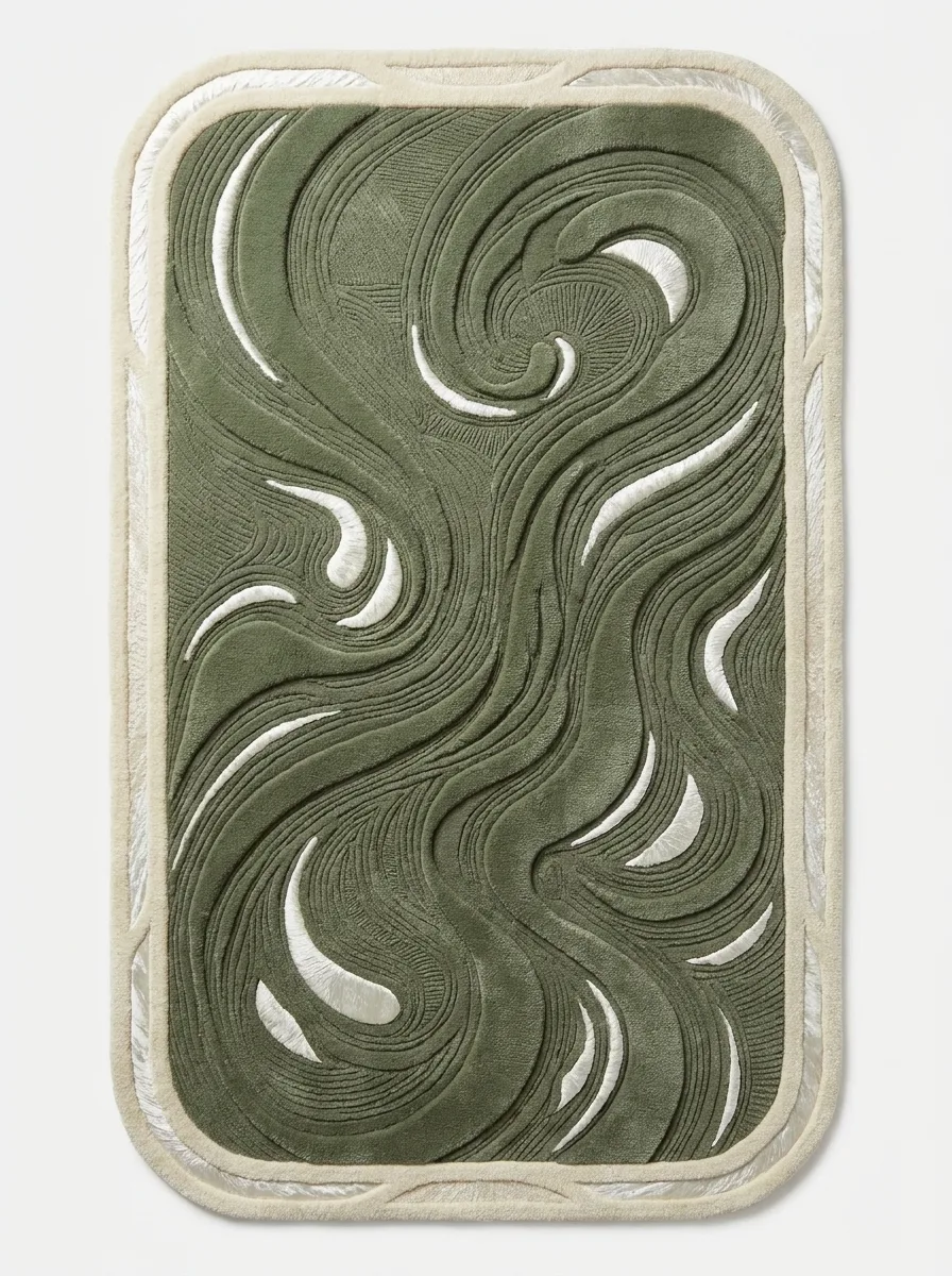 Cornice, Nasim Custom Studio bespoke rug, NZ Wool & Bamboo Silk, 91 × 152 cm (3'0" × 5'0"), Nasim Carpets Malaysia — view 1