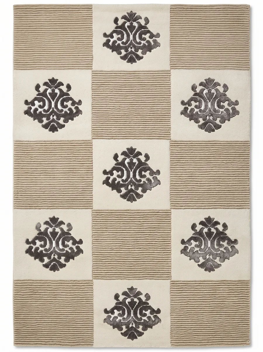 Medallion Parquet, Nasim Custom Studio bespoke rug, NZ Wool & Bamboo Silk, 91 × 152 cm (3'0" × 5'0"), Nasim Carpets Malaysia — view 1
