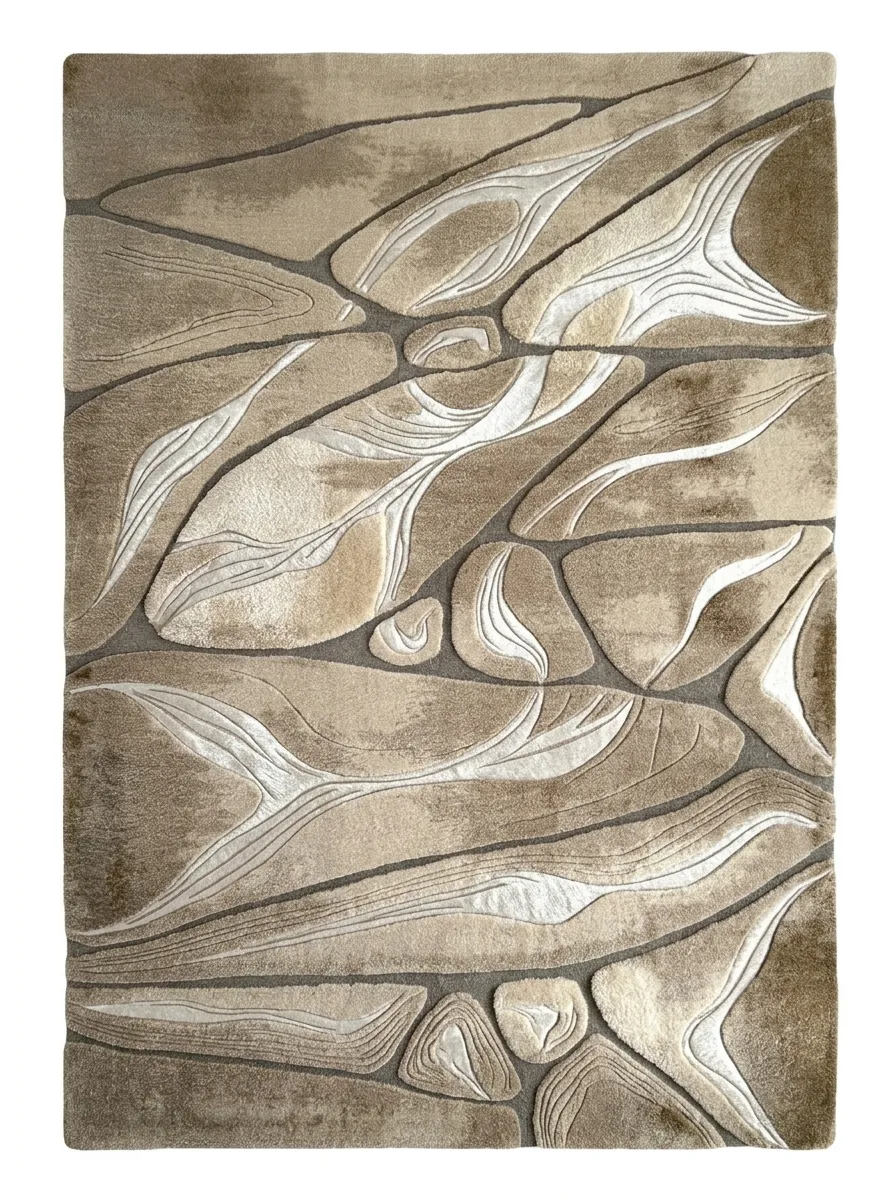 Riverbed, Nasim Custom Studio bespoke rug, NZ Wool & Bamboo Silk, 91 × 152 cm (3'0" × 5'0"), Nasim Carpets Malaysia — view 1