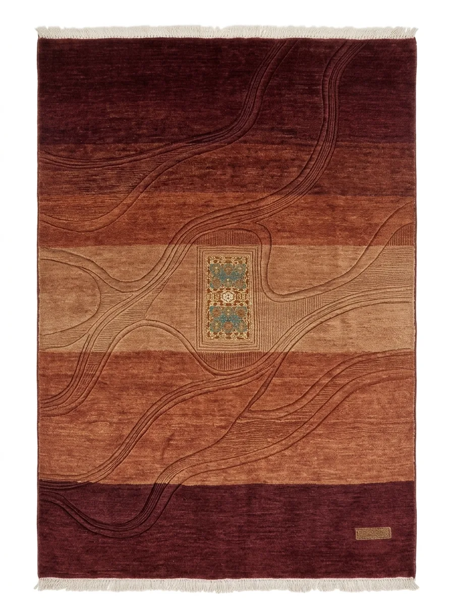 Sanctum Cartouche, Nasim Custom Studio bespoke rug, NZ Wool & Bamboo Silk, 91 × 152 cm (3'0" × 5'0"), Nasim Carpets Malaysia — view 1