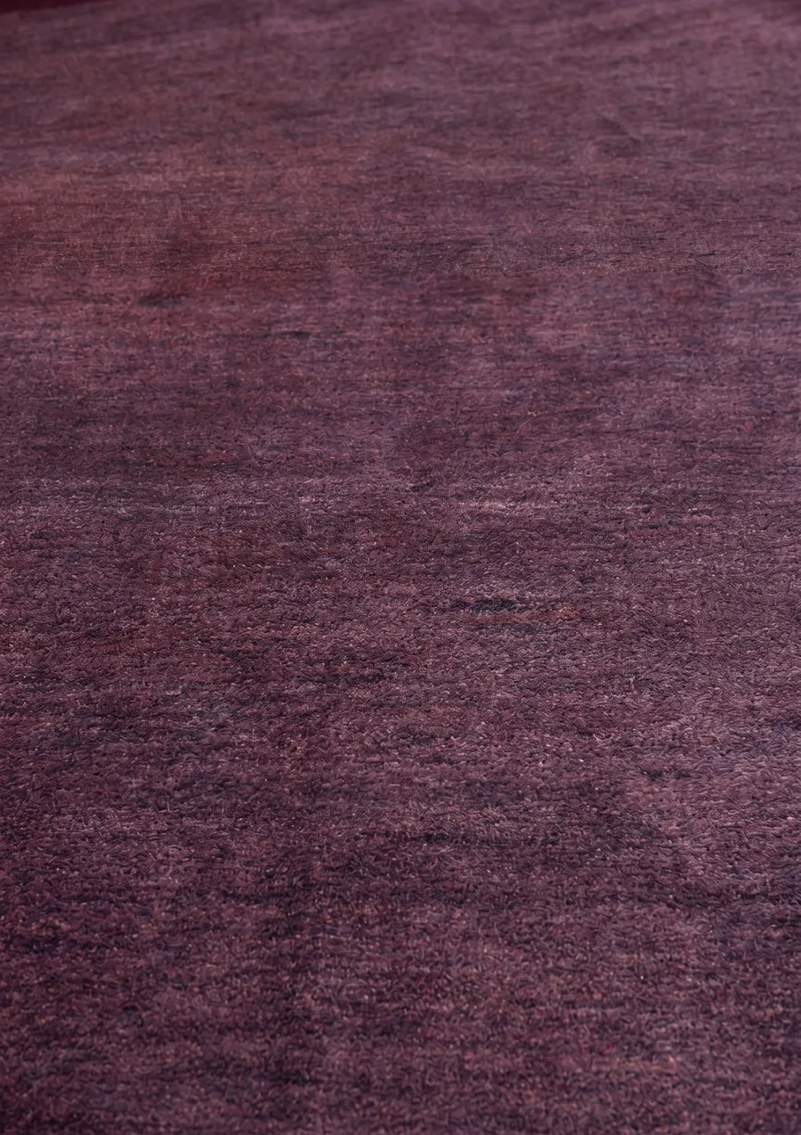 Gabbeh Solid Aubergine, Loribaft, Iran modern rug, in aubergine purple, Wool, 250 × 302 cm (8'2" × 9'11"), Nasim Carpets Malaysia — view 3
