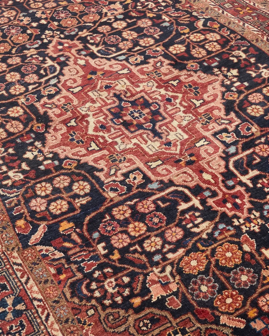 Hamadan Medallion Navy Rose, Hamadan, Iran tribal rug, in midnight navy, Wool, 135 × 208 cm (4'5" × 6'10"), Nasim Carpets Malaysia — view 3