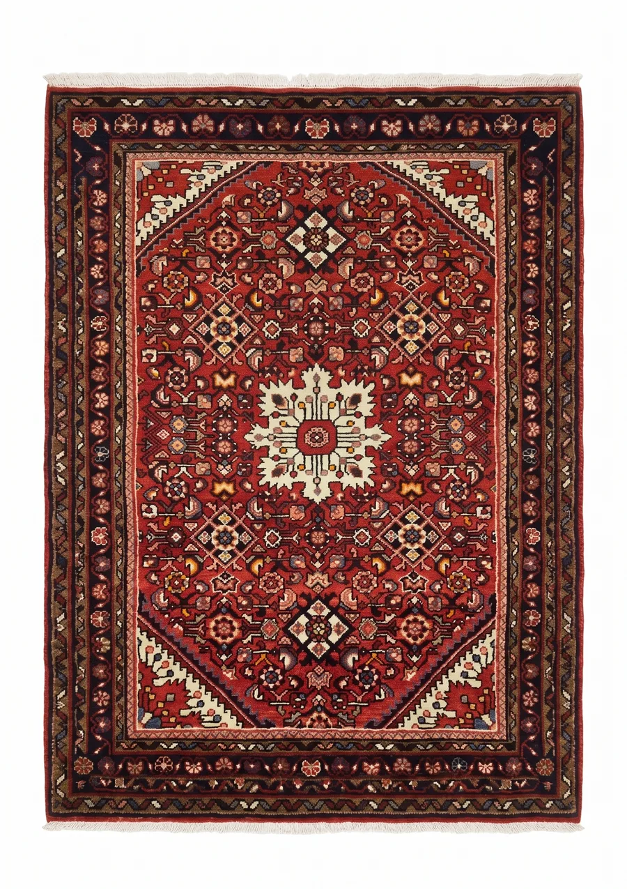 Hamedan Medallion Red, Hamedan, Iran tribal rug, in madder red, Wool, 102 × 168 cm (3'4" × 5'6"), Nasim Carpets Malaysia — view 1