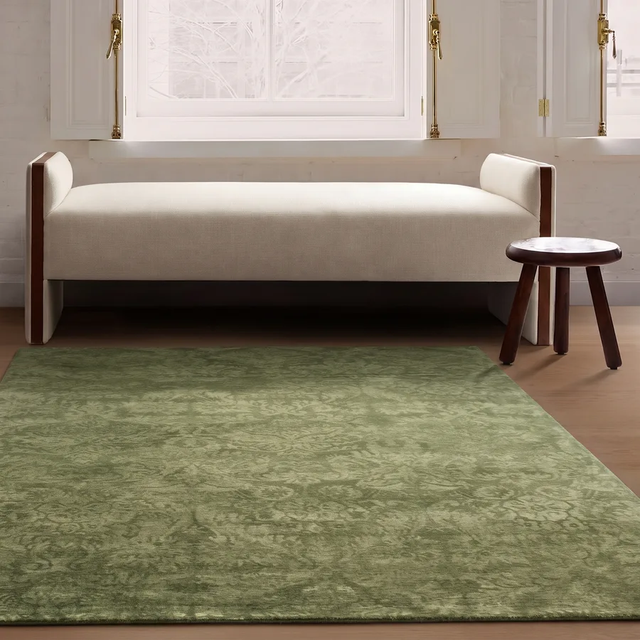 Indian Damask Sage, Jaipur, India modern rug, in sage green, Wool, 119 × 180 cm (3'11" × 5'11"), Nasim Carpets Malaysia — view 2