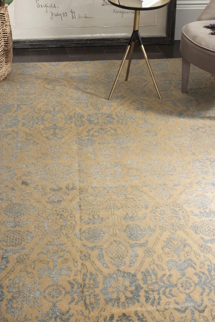 Indian Damask Silver Gold, Jaipur, India modern rug, in gold, Wool, 91 × 160 cm (3'0" × 5'3"), Nasim Carpets Malaysia — view 2