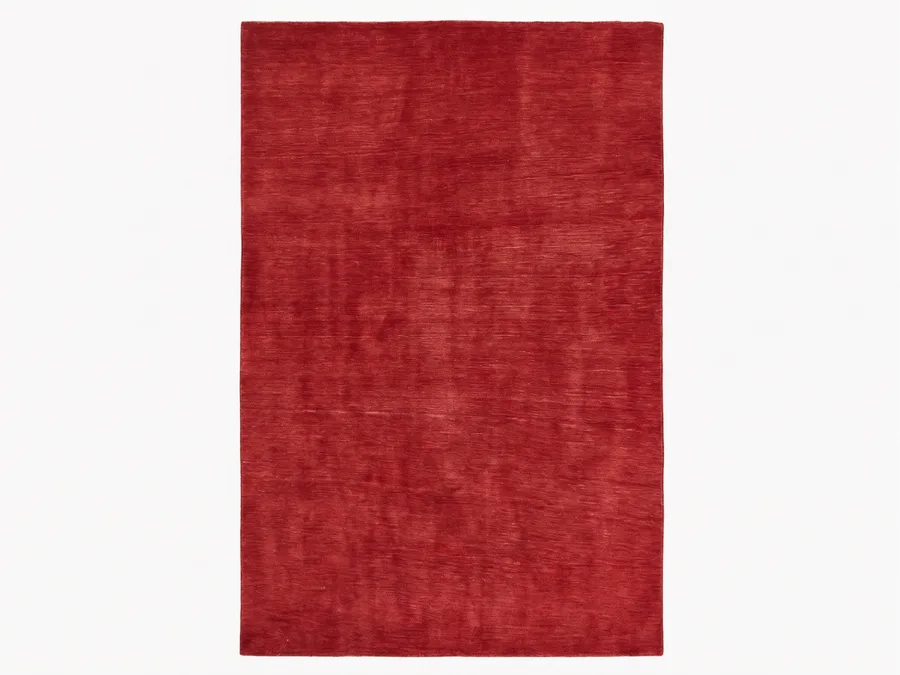 Indian Plain Crimson, Bhadohi, India modern rug, in crimson red, Wool, 244 × 305 cm (8'0" × 10'0"), Nasim Carpets Malaysia — view 1