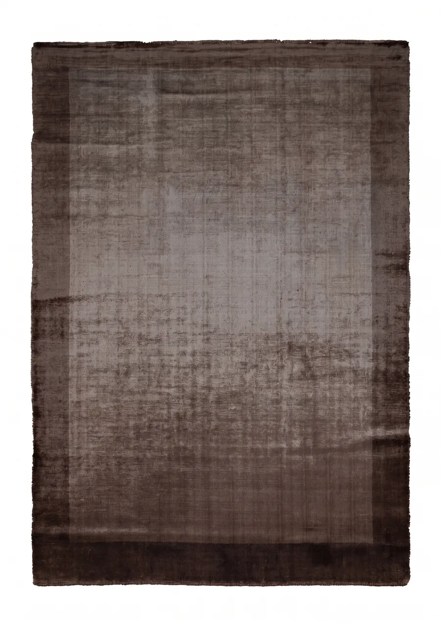 Indian Silk Border Brown, Varanasi, India modern rug, in espresso brown, Pure Silk, 152 × 250 cm (5'0" × 8'2"), Nasim Carpets Malaysia — view 1