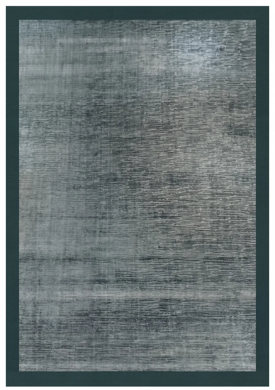Indian Silk Solid Teal Grey, Varanasi, India modern rug, in slate teal, Pure Silk, 274 × 366 cm (9'0" × 12'0"), Nasim Carpets Malaysia — view 1