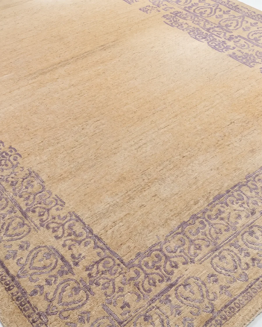 Indo-Persian Arabesque Sand Lavender, India (Indo-Persian tradition) modern rug, in warm sand, Bamboo Silk, 198 × 305 cm (6'6" × 10'0"), Nasim Carpets Malaysia — view 3