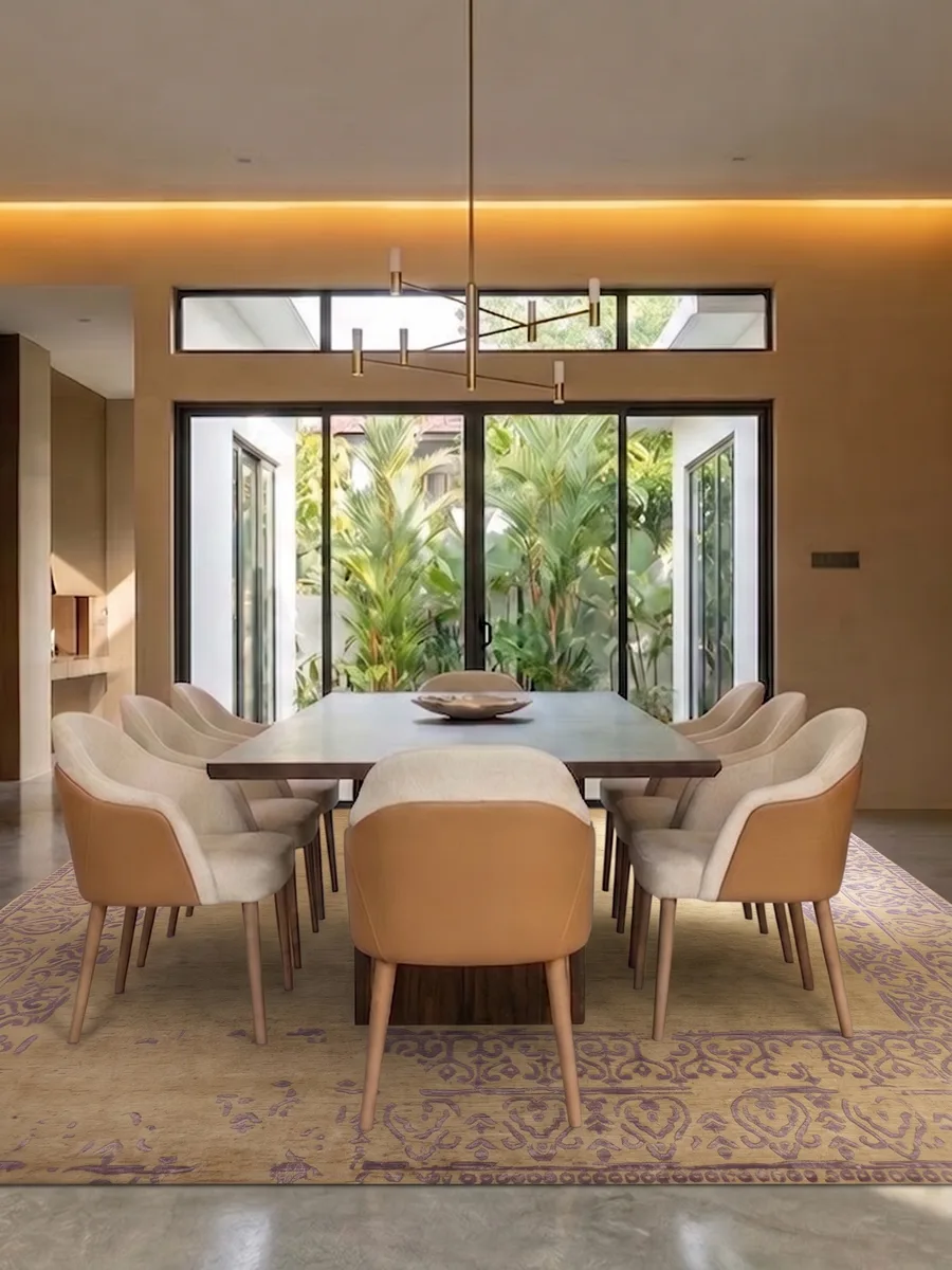 Indo-Persian Arabesque Sand Lavender, India (Indo-Persian tradition) modern rug, in warm sand, Bamboo Silk, 198 × 305 cm (6'6" × 10'0"), Nasim Carpets Malaysia — view 2