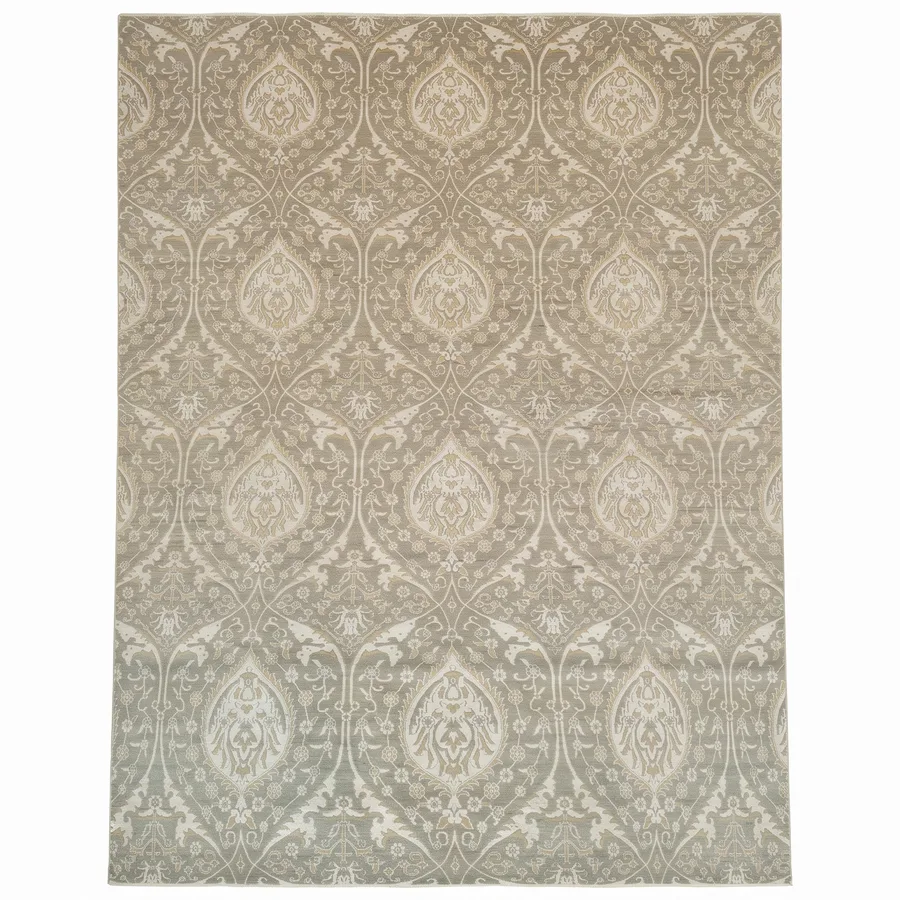 Isfahan All-Over Silver Sage, Isfahan, Iran persian rug, in silver sage, Wool, 305 × 427 cm (10'0" × 14'0"), Nasim Carpets Malaysia — view 1