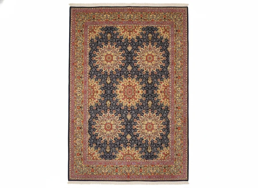 Kashan All-Over Floral Navy, Kashan, Iran persian rug, in midnight navy, Wool, 305 × 396 cm (10'0" × 13'0"), Nasim Carpets Malaysia — view 1