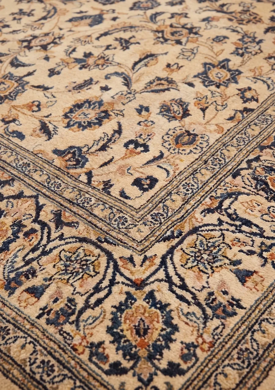 Kashan All-Over Ivory Navy, Iran persian rug, in ivory cream, Wool, 213 × 305 cm (7'0" × 10'0"), Nasim Carpets Malaysia — view 3