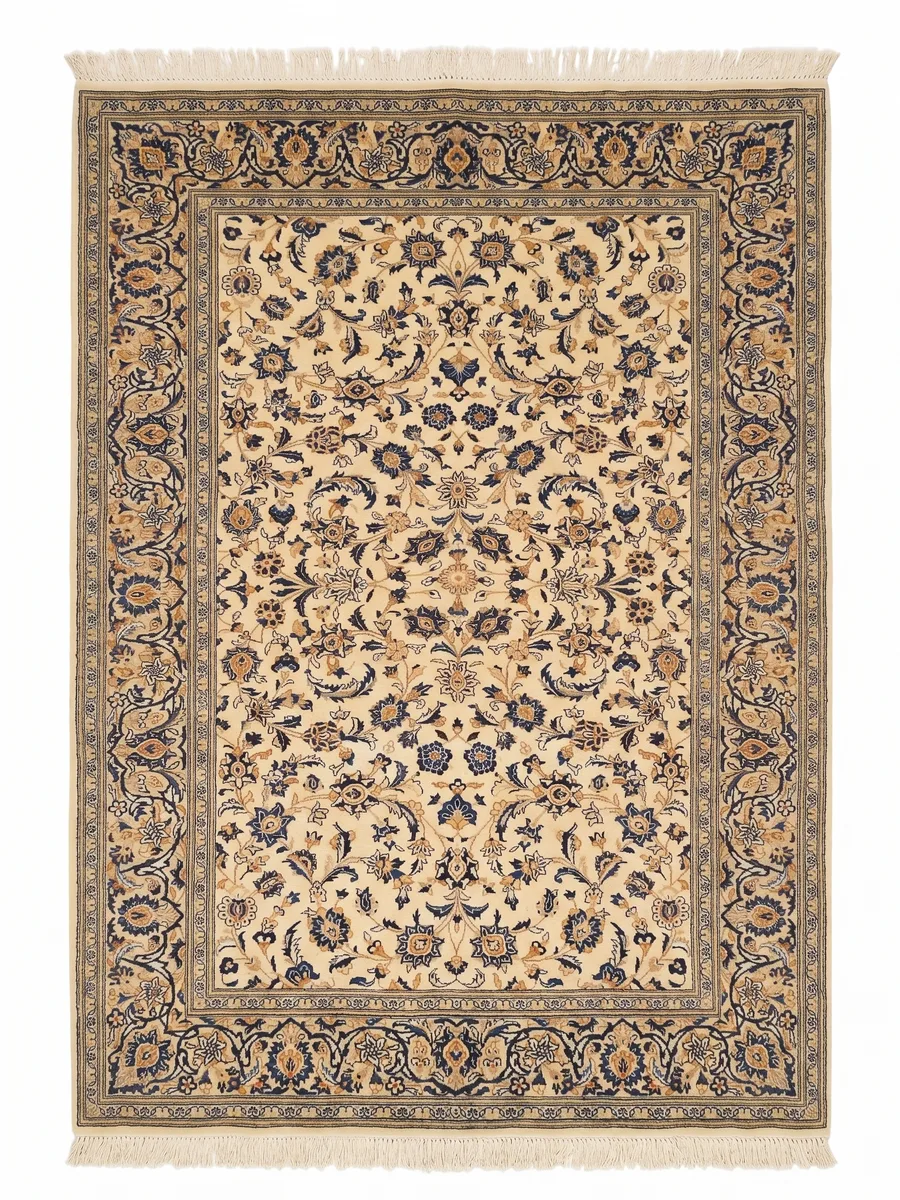 Kashan All-Over Ivory Navy, Iran persian rug, in ivory cream, Wool, 213 × 305 cm (7'0" × 10'0"), Nasim Carpets Malaysia — view 1