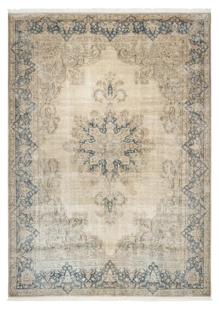 Kashan Open-Field Medallion Ivory, Kashan persian rug, in ivory, Wool, 274 × 396 cm (9'0" × 13'0"), Nasim Carpets Malaysia — view 1
