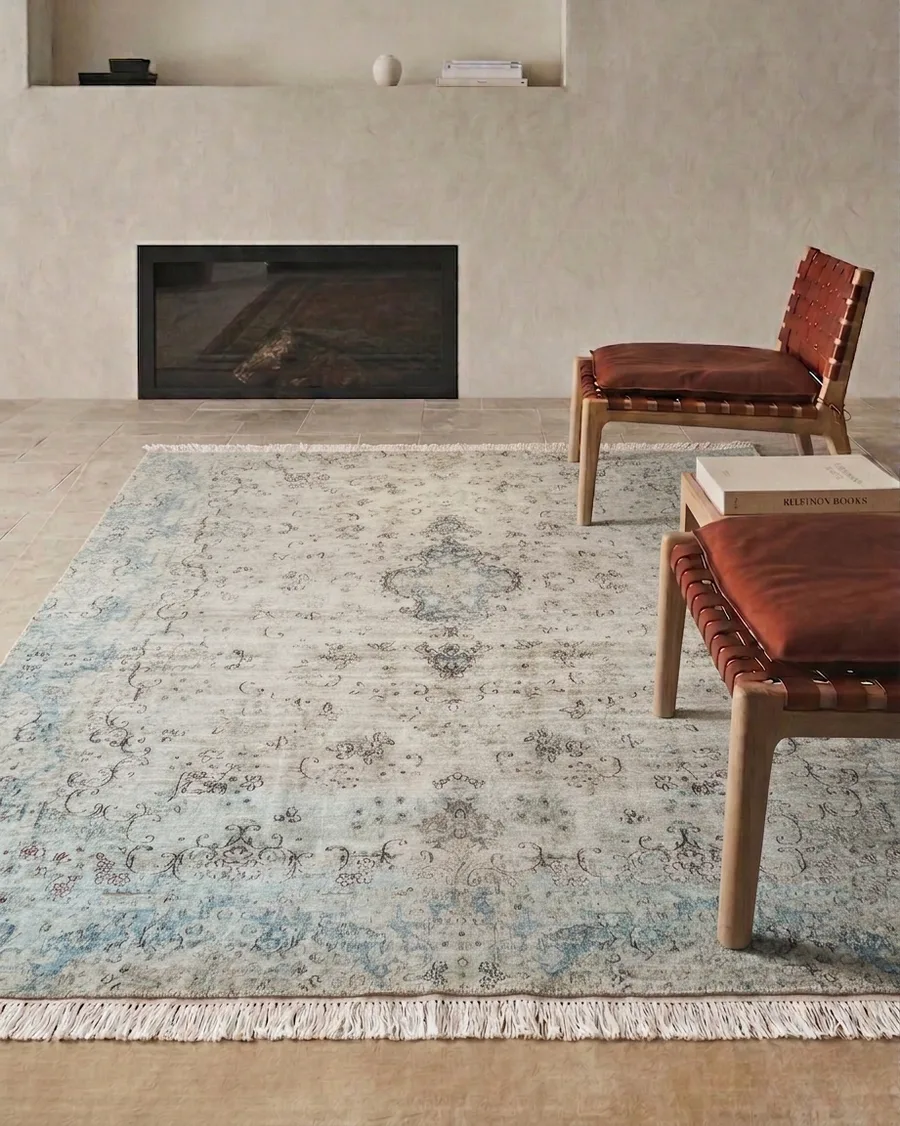 Kashan Open-Field Medallion Seafoam, Kashan persian rug, in ice blue, Wool, 243 × 304 cm (8'0" × 10'0"), Nasim Carpets Malaysia — view 2
