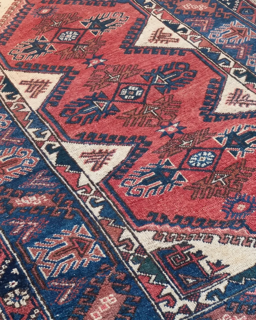 Kazak Medallion Crimson Blue, Kazak, South Caucasus (Azerbaijan/Armenia border region) tribal rug, in madder crimson, Wool, 4206 × 6401 cm (138'0" × 210'0"), Nasim Carpets Malaysia — view 3