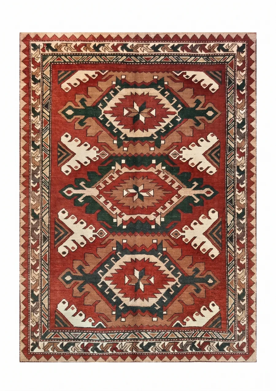 Kazak Triple Medallion Madder Red, Kazak, South Caucasus (Azerbaijan/Armenia border region) tribal rug, in madder red, Wool, 4572 × 5852 cm (150'0" × 192'0"), Nasim Carpets Malaysia — view 1