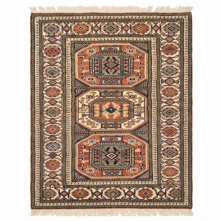 Kazak Triple Medallion Terracotta, Kazak, Caucasus (Southwest Azerbaijan / Armenia border region) tribal rug, in terracotta red, Wool, 154 × 87 cm (5'1" × 2'10"), Nasim Carpets Malaysia — view 1