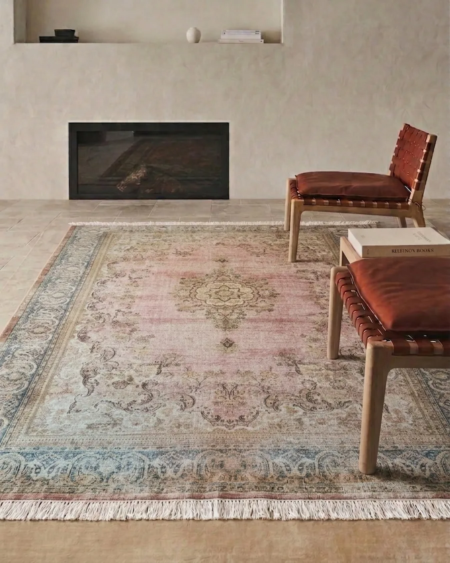 Kerman Medallion Faded Rose, Kerman persian rug, in rose pink, Wool, 243 × 304 cm (8'0" × 10'0"), Nasim Carpets Malaysia — view 2