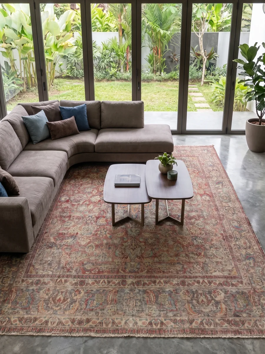 Kirman Medallion Floral Madder Red, Kirman, Iran persian rug, in madder red, Wool, 284 × 305 cm (9'4" × 10'0"), Nasim Carpets Malaysia — view 2