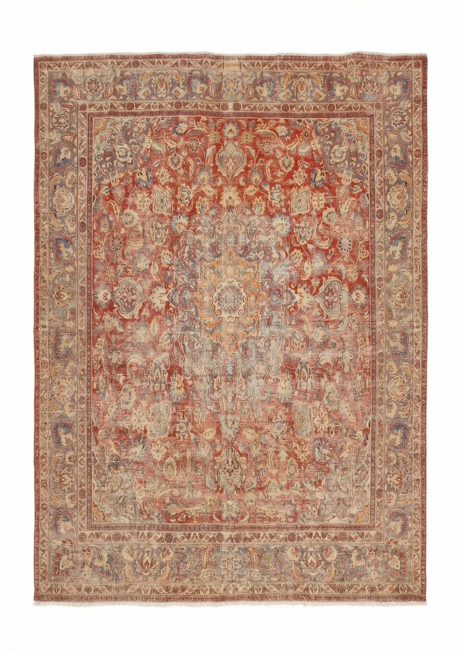 Kirman Medallion Floral Madder Red, Kirman, Iran persian rug, in madder red, Wool, 284 × 305 cm (9'4" × 10'0"), Nasim Carpets Malaysia — view 1
