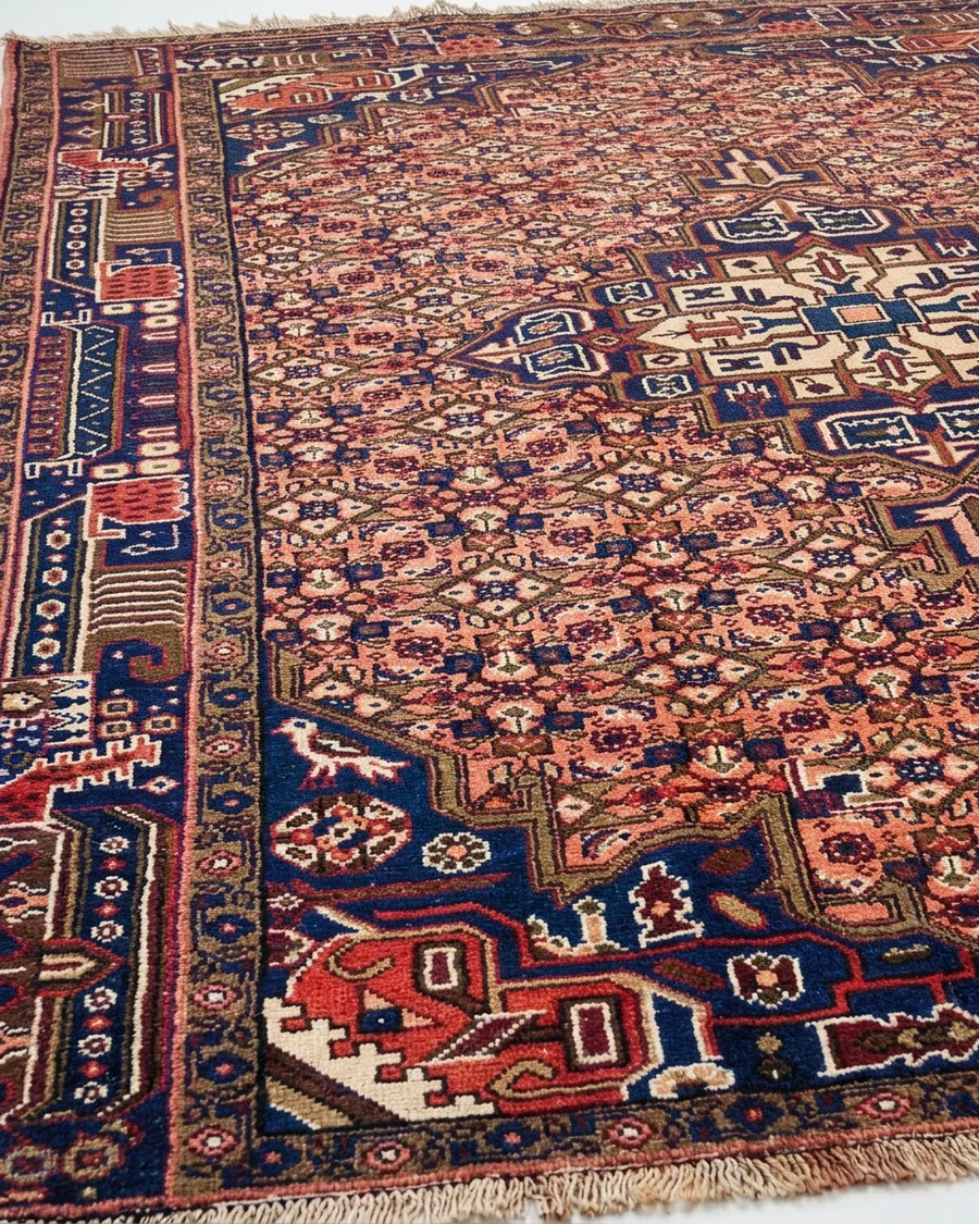 Koliai Herati Medallion Salmon, Koliai, Kurdistan, Iran persian rug, in red, Wool, 91 × 152 cm (3'0" × 5'0"), Nasim Carpets Malaysia — view 3
