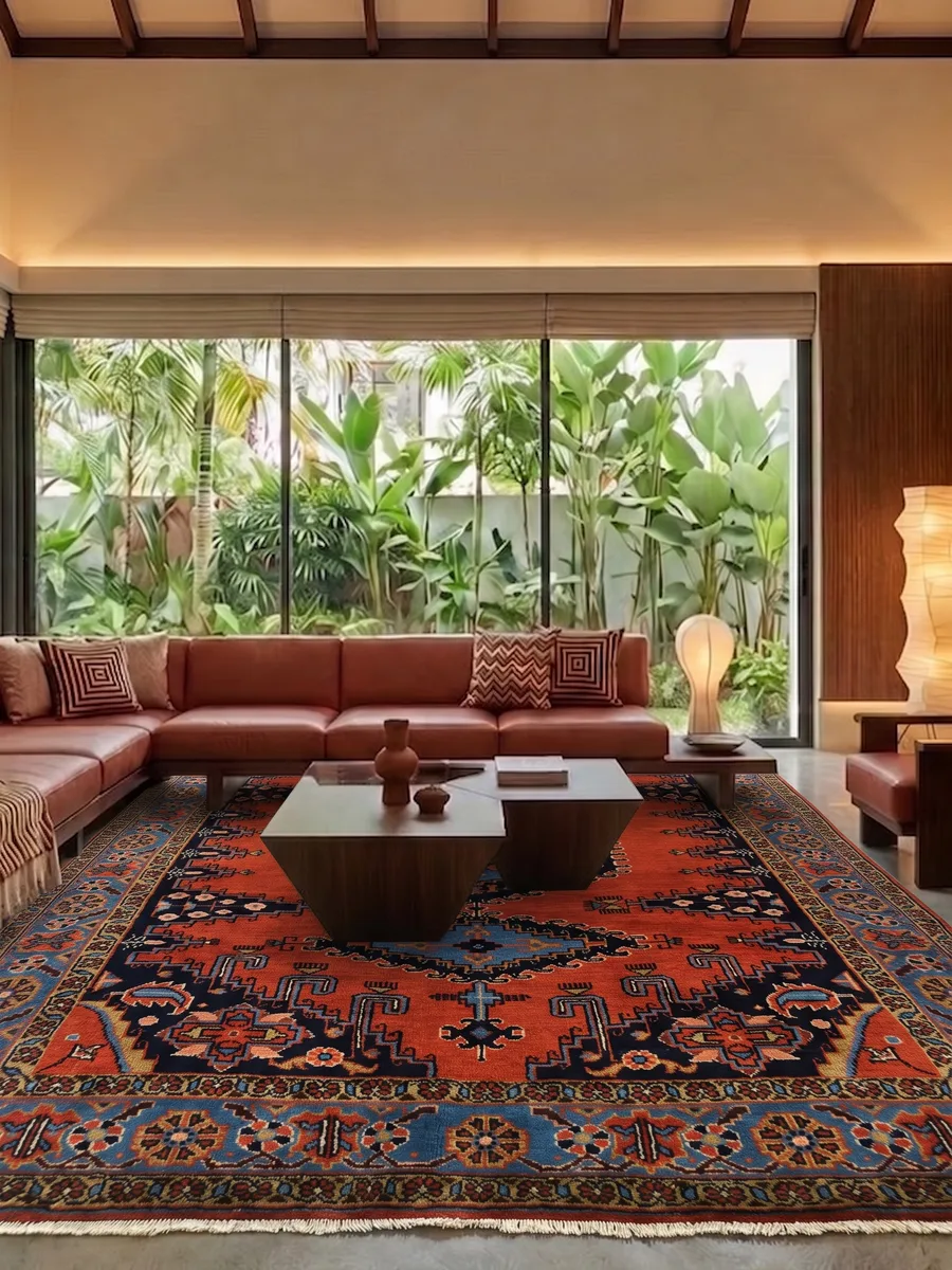 Malayer Triple Medallion Rust, Malayer, Hamadan Province, Iran persian rug, in burnt rust red, Wool, 173 × 224 cm (5'8" × 7'4"), Nasim Carpets Malaysia — view 2