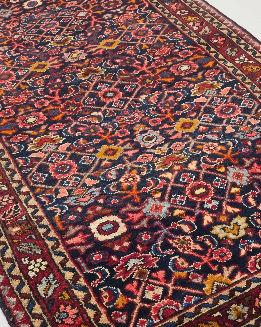 Malayir All-Over Herati Navy, Malayir, Hamadan Province, Iran tribal rug, in midnight navy, Wool, 98 × 213 cm (3'3" × 7'0"), Nasim Carpets Malaysia — view 3