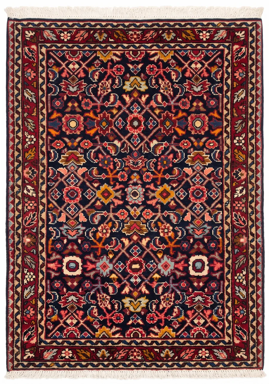 Malayir All-Over Herati Navy, Malayir, Hamadan Province, Iran tribal rug, in midnight navy, Wool, 98 × 213 cm (3'3" × 7'0"), Nasim Carpets Malaysia — view 1