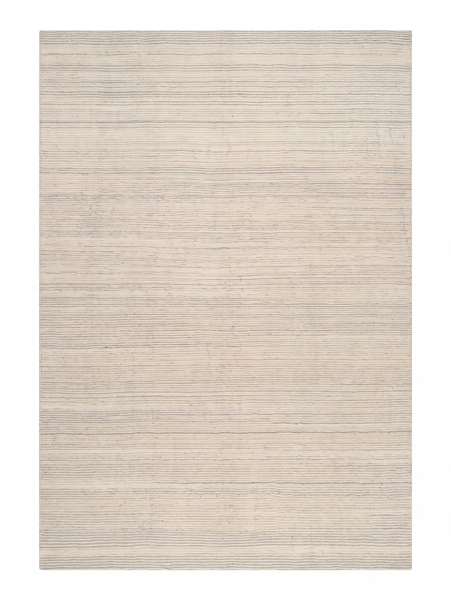 Moroccan Stripe Ivory Blue, Morocco (Atlas Region) modern rug, in warm ivory, Wool, 247 × 354 cm (8'1" × 11'7"), Nasim Carpets Malaysia — view 1