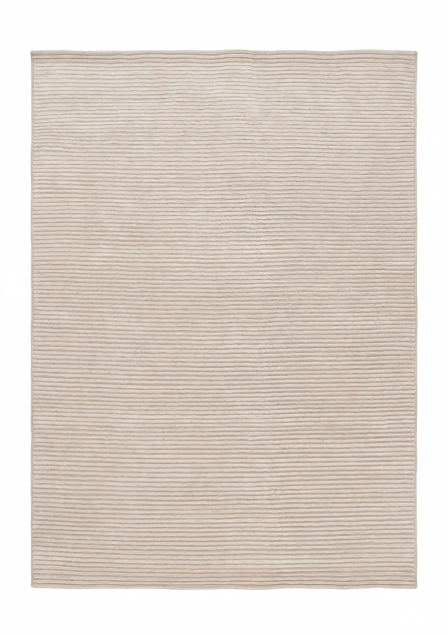 Nepali Ribbed Minimalist Ivory, Nepal (Kathmandu Valley) modern rug, in warm ivory, Pure Silk, 274 × 357 cm (9'0" × 11'9"), Nasim Carpets Malaysia — view 1