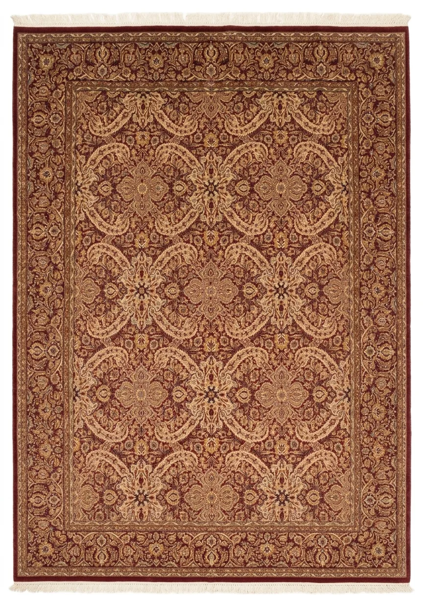 Pak Tabriz Paisley Lattice Burgundy, Lahore, Pakistan persian rug, in red, Wool, 249 × 320 cm (8'2" × 10'6"), Nasim Carpets Malaysia — view 1
