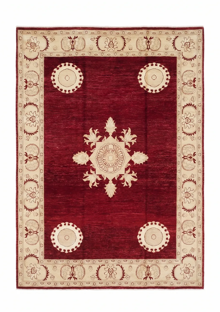 Pakistani Medallion Burgundy, Pakistan persian rug, in burgundy red, Wool, 234 × 320 cm (7'8" × 10'6"), Nasim Carpets Malaysia — view 1