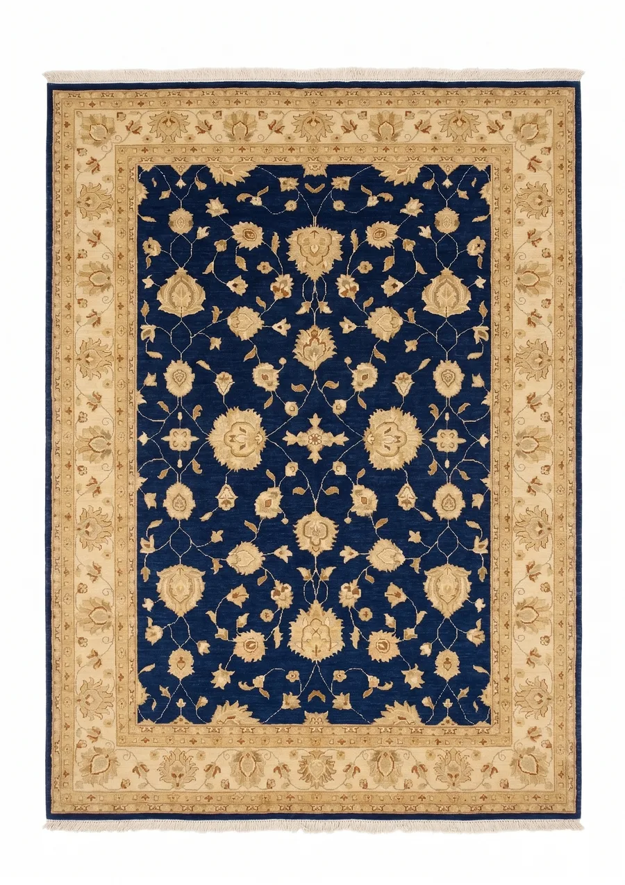 Peshawar Palmette Navy, Peshawar, Pakistan persian rug, in navy blue, Wool, 91 × 152 cm (3'0" × 5'0"), Nasim Carpets Malaysia — view 1
