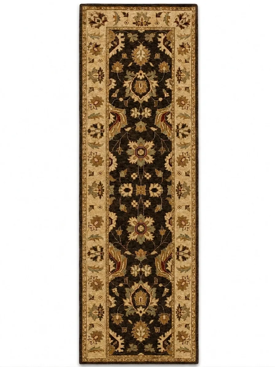 Peshawar Sultanabad Floral Runner Brown, Peshawar, Pakistan persian rug, in chocolate brown, Wool, 81 × 300 cm (2'8" × 9'10"), Nasim Carpets Malaysia — view 1