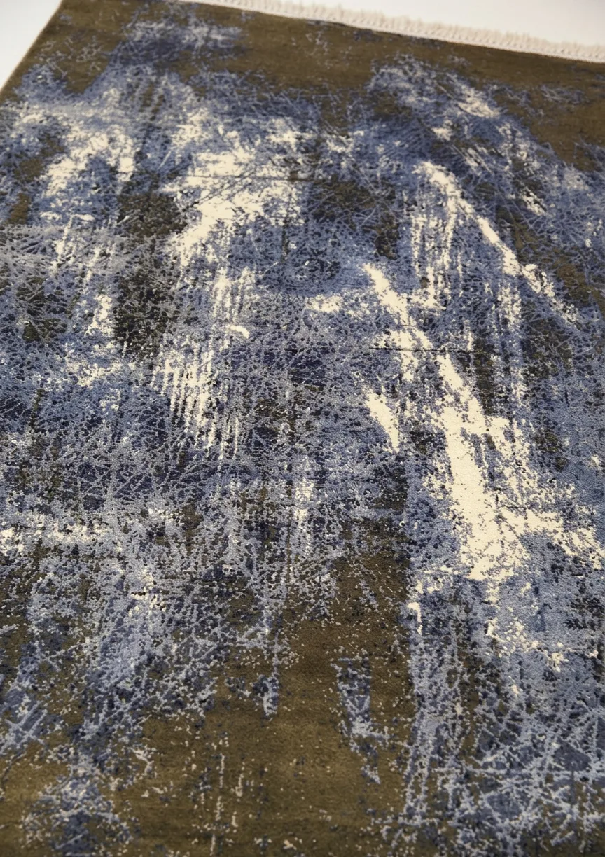 Pierre Cardin Abstract Indigo, Turkey modern rug, in indigo blue, Bamboo Silk, 163 × 236 cm (5'4" × 7'9"), Nasim Carpets Malaysia — view 3