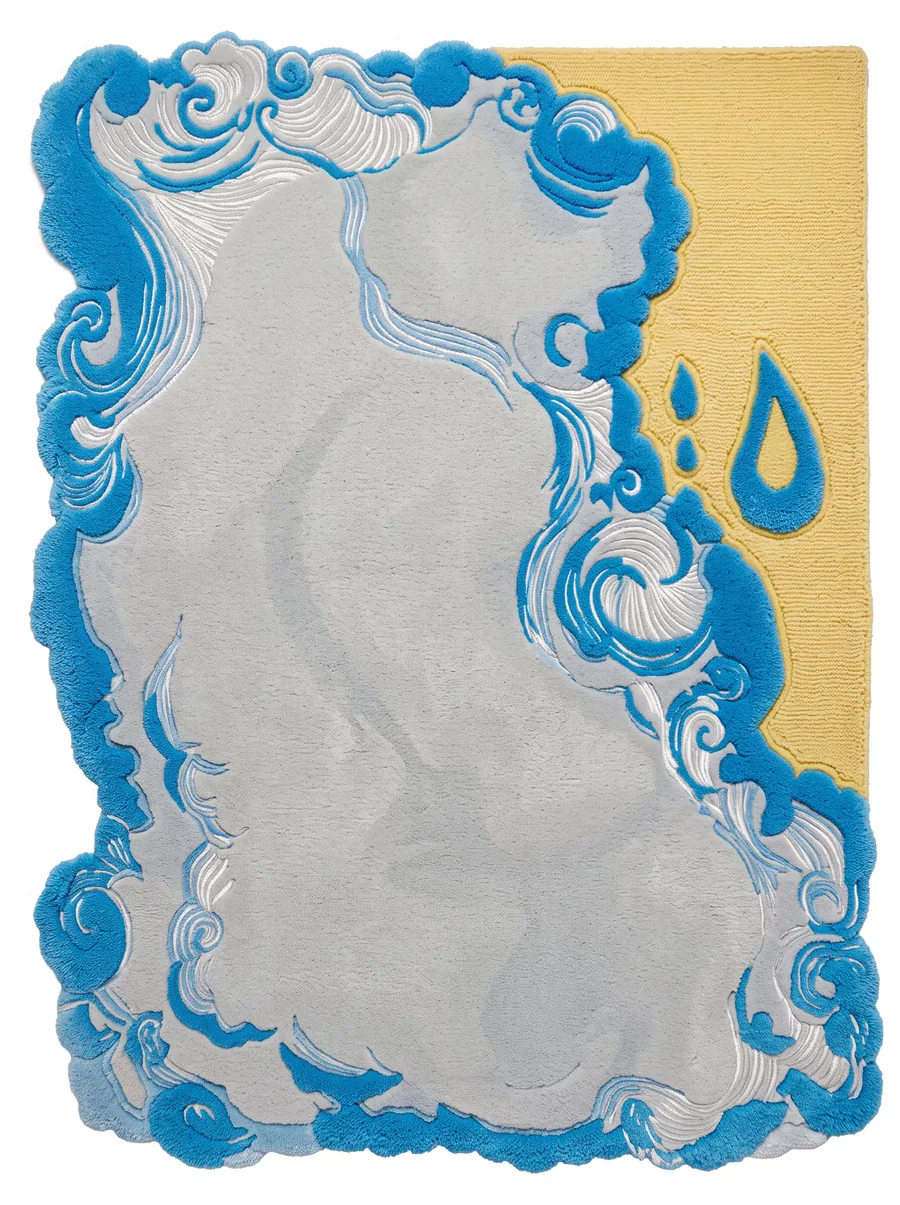 Riptide, Nasim Custom Studio bespoke rug, NZ Wool & Bamboo Silk, 91 × 152 cm (3'0" × 5'0"), Nasim Carpets Malaysia — view 1
