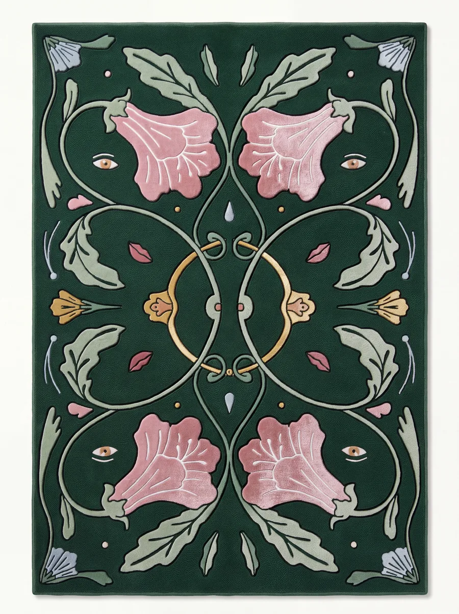 Foxglove, Nasim Custom Studio bespoke rug, NZ Wool & Bamboo Silk, 91 × 152 cm (3'0" × 5'0"), Nasim Carpets Malaysia — view 1