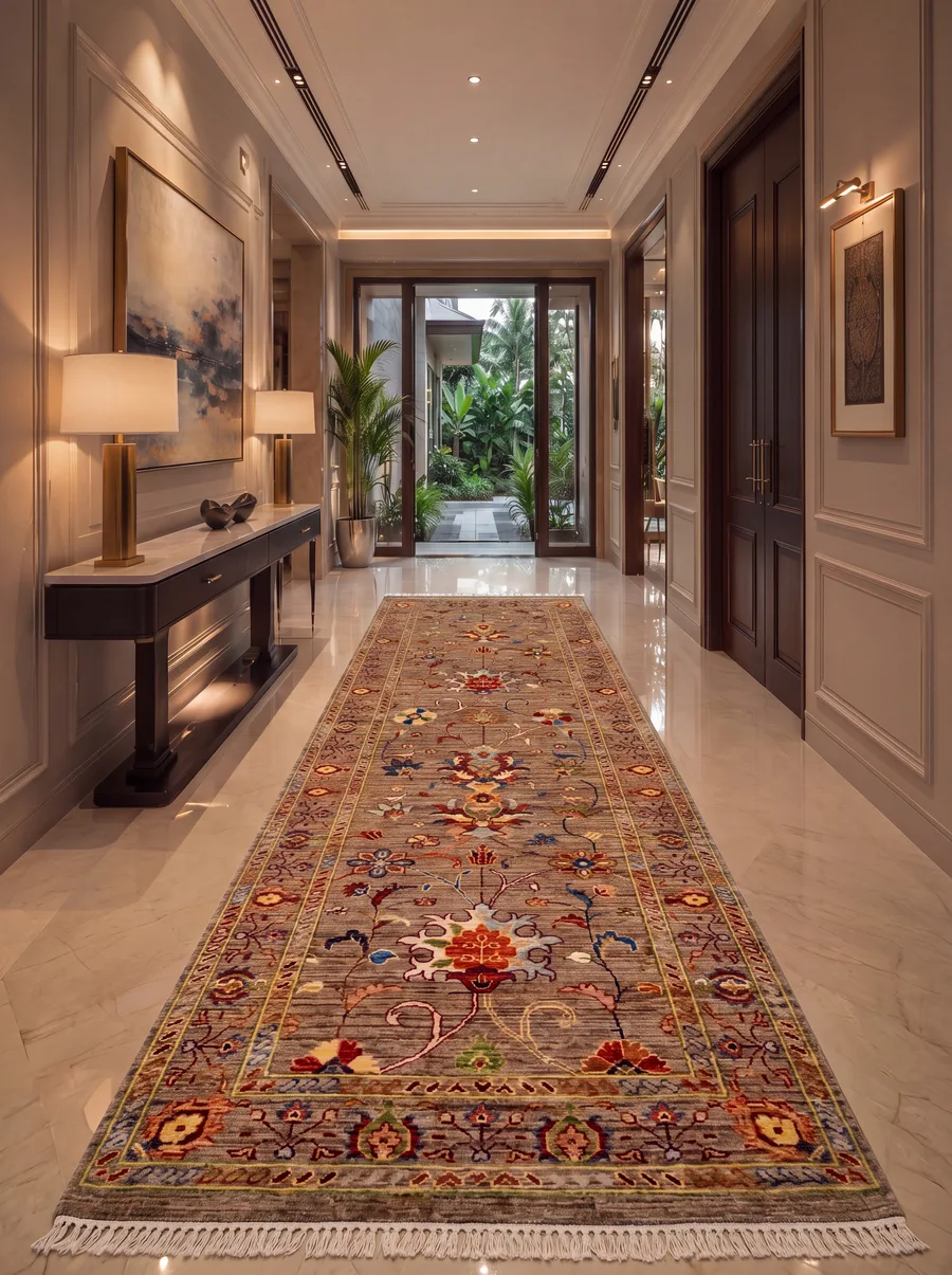 Ziegler Sultanabad Floral Runner Camel, Sultanabad (Arak), Iran — Ziegler Workshop Tradition tribal rug, in camel beige, Wool, 296 × 85 cm (9'9" × 2'9"), Nasim Carpets Malaysia — view 2