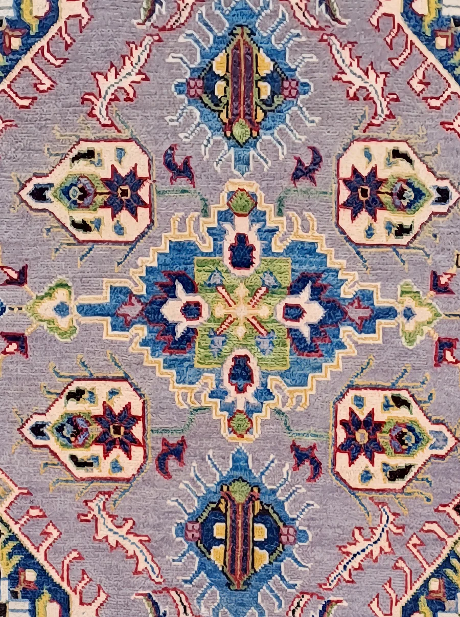 Kazak All-Over Slate Blue, Kazak, Caucasus (Afghan interpretation) tribal rug, in slate blue, Wool, 203 × 149 cm (6'8" × 4'11"), Nasim Carpets Malaysia — view 3