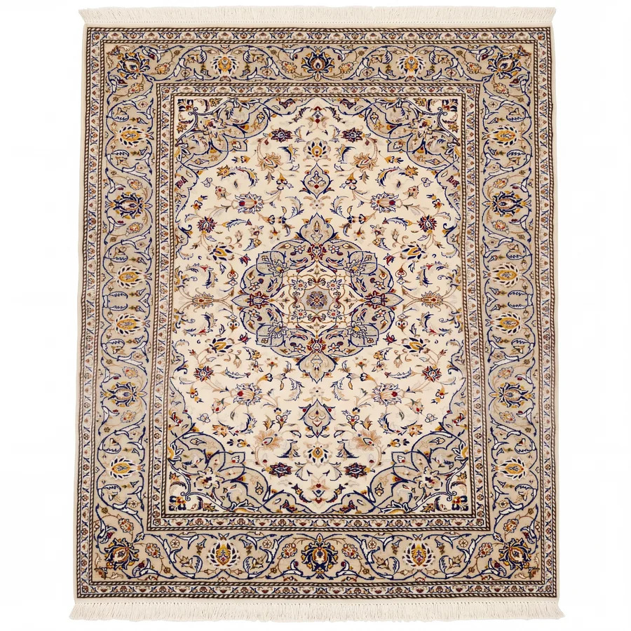 Kashan Medallion Ivory, Kashan, Iran persian rug, in antique ivory, Wool, 140 × 213 cm (4'7" × 7'0"), Nasim Carpets Malaysia — view 1