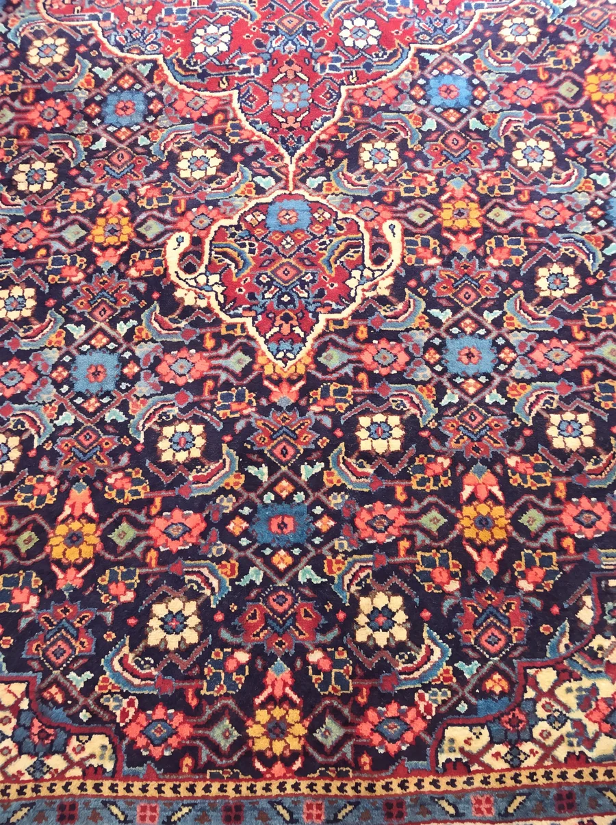 Moud Mahi Medallion Midnight Blue, Moud, Khorasan Province, Iran persian rug, in blue, Wool, 264 × 335 cm (8'8" × 11'0"), Nasim Carpets Malaysia — view 3