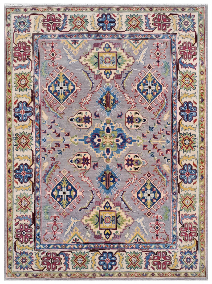 Kazak All-Over Slate Blue, Kazak, Caucasus (Afghan interpretation) tribal rug, in slate blue, Wool, 203 × 149 cm (6'8" × 4'11"), Nasim Carpets Malaysia — view 1