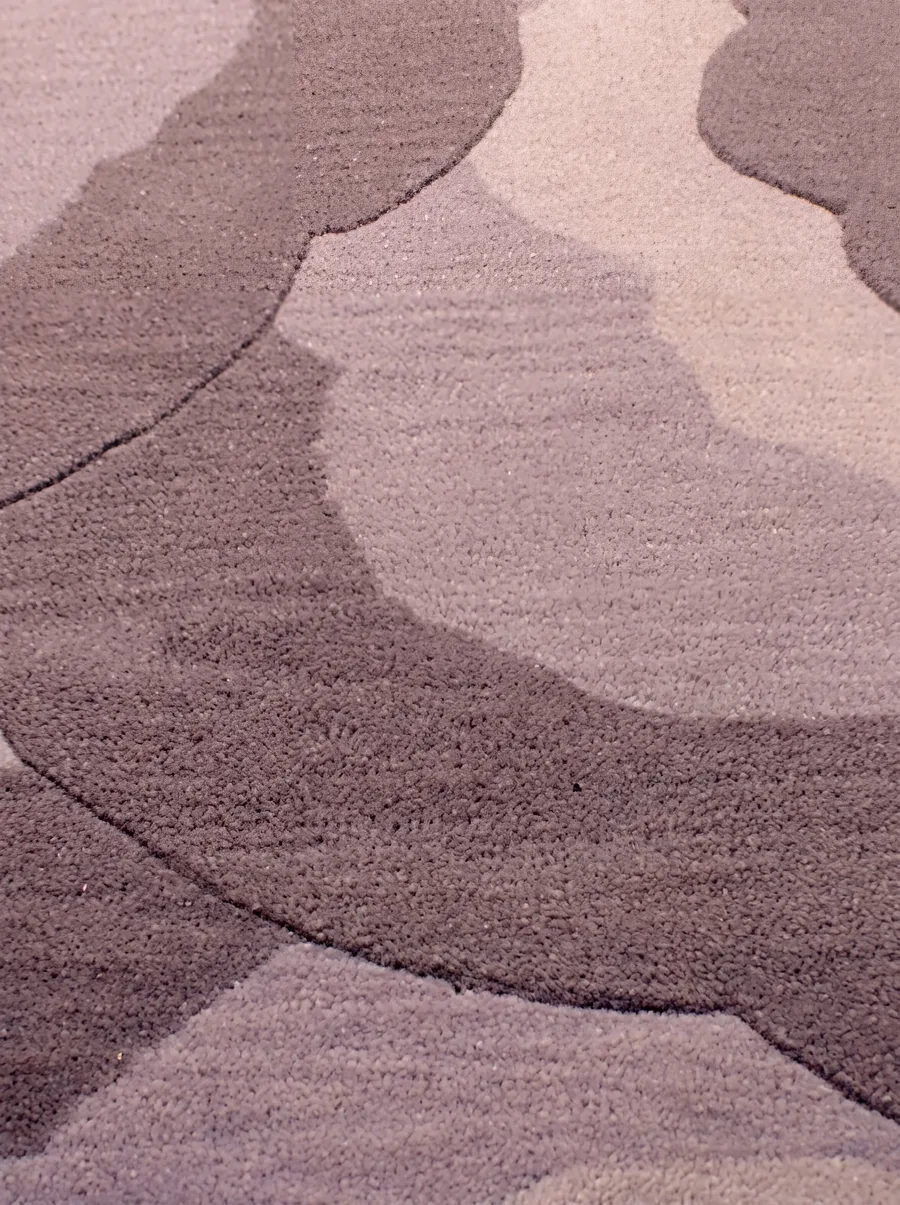 Contemporary Floral Circle Lavender, Contemporary Western Design, likely India (export production) modern rug, in lavender mist, Wool, 213 × 213 cm (7'0" × 7'0"), Nasim Carpets Malaysia — view 3