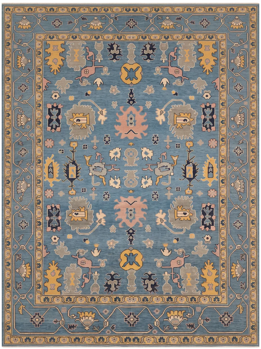 Oushak All-Over Sky Blue, Oushak, Turkey tribal rug, in cerulean blue, Wool, 201 × 305 cm (6'7" × 10'0"), Nasim Carpets Malaysia — view 1