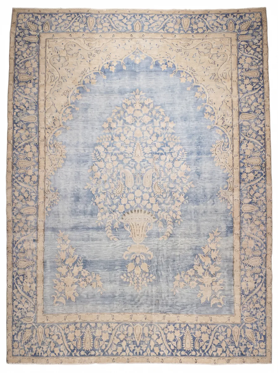 Kerman Vase Floral Powder Blue, Kerman, Iran persian rug, in blue, Wool, 213 × 305 cm (7'0" × 10'0"), Nasim Carpets Malaysia — view 1
