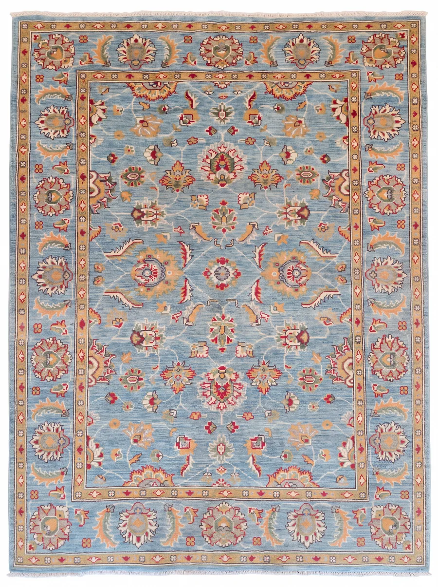Chobi Ziegler Floral Sky Blue, Peshawar, Pakistan (Chobi Ziegler tradition) tribal rug, in sky blue, Wool, 152 × 207 cm (5'0" × 6'9"), Nasim Carpets Malaysia — view 1