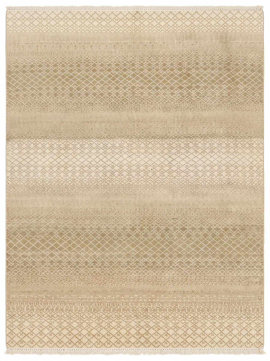 Moroccan All-Over Diamond Ivory, Morocco modern rug, in warm ivory, Wool, 183 × 287 cm (6'0" × 9'5"), Nasim Carpets Malaysia — view 1